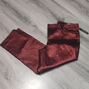 NWT Worthington Red Metallic Cigarette Slim Fit Pants